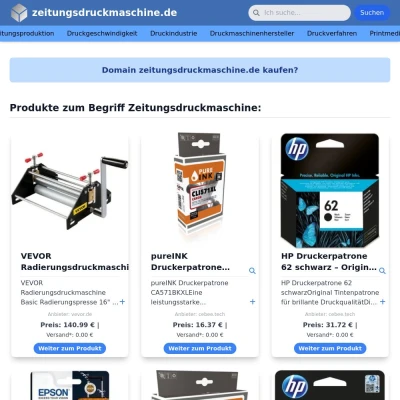 Screenshot zeitungsdruckmaschine.de