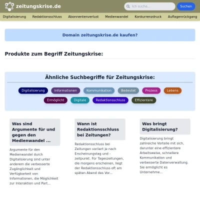 Screenshot zeitungskrise.de