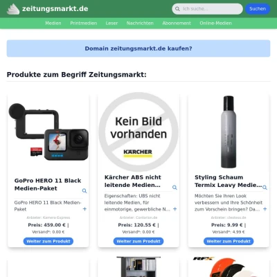 Screenshot zeitungsmarkt.de