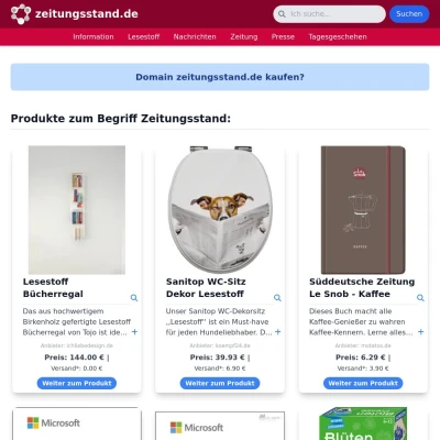 Screenshot zeitungsstand.de