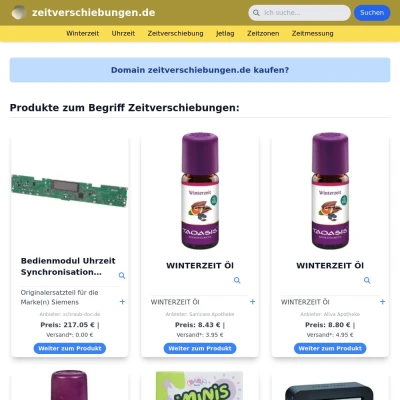 Screenshot zeitverschiebungen.de