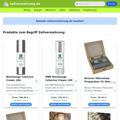 Screenshot zellvermehrung.de