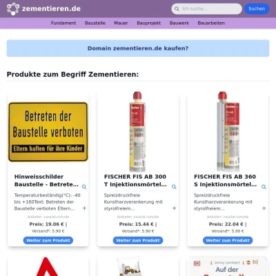 Screenshot zementieren.de