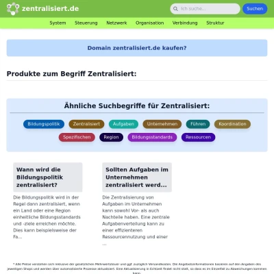 Screenshot zentralisiert.de