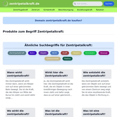 Screenshot zentripetalkraft.de