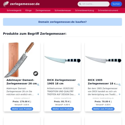 Screenshot zerlegemesser.de