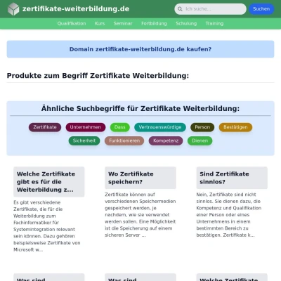 Screenshot zertifikate-weiterbildung.de