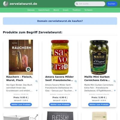 Screenshot zervelatwurst.de