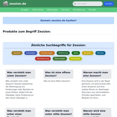 Screenshot zession.de