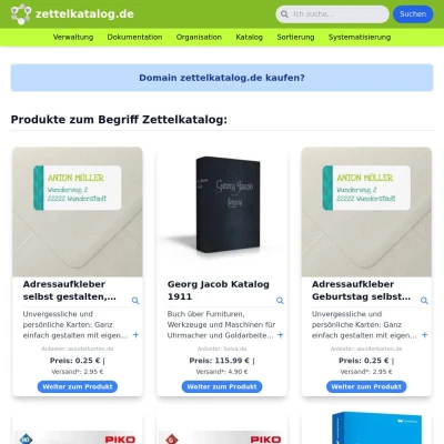 Screenshot zettelkatalog.de