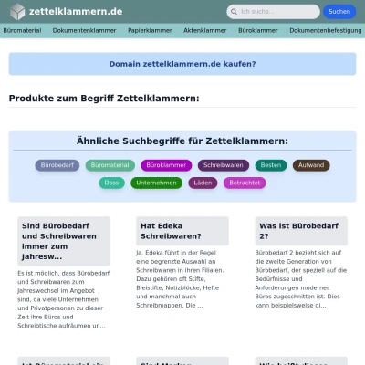 Screenshot zettelklammern.de