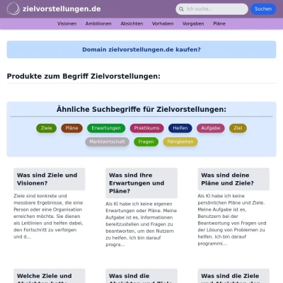 Screenshot zielvorstellungen.de