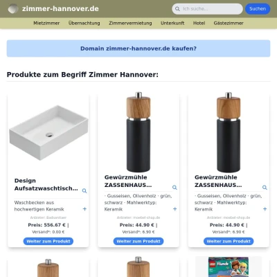 Screenshot zimmer-hannover.de