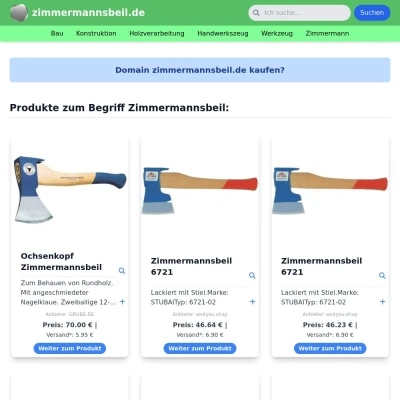 Screenshot zimmermannsbeil.de