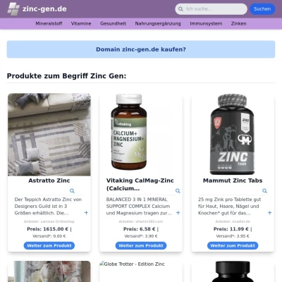 Screenshot zinc-gen.de