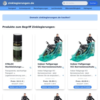 Screenshot zinklegierungen.de