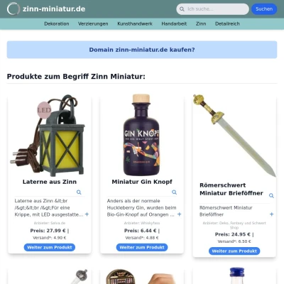Screenshot zinn-miniatur.de