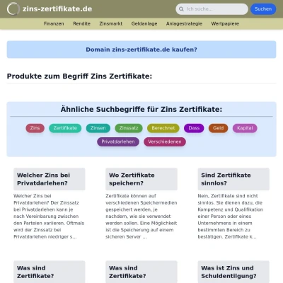 Screenshot zins-zertifikate.de