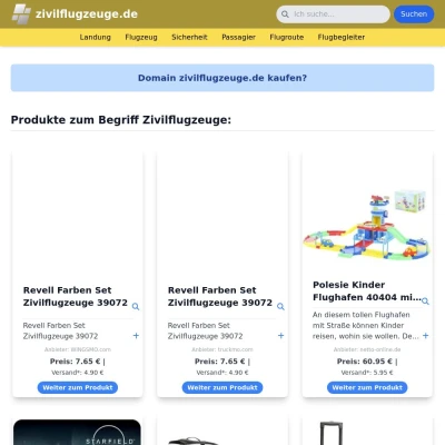 Screenshot zivilflugzeuge.de