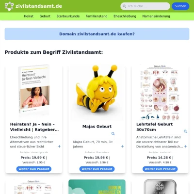 Screenshot zivilstandsamt.de