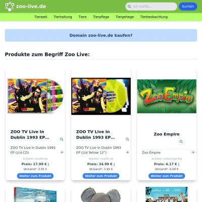 Screenshot zoo-live.de