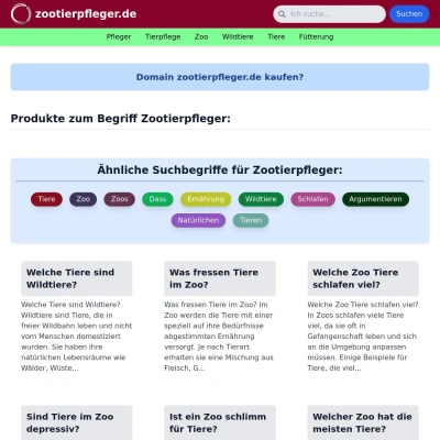 Screenshot zootierpfleger.de