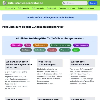 Screenshot zufallszahlengenerator.de