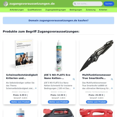 Screenshot zugangsvoraussetzungen.de