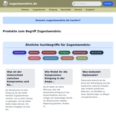 Screenshot zugestaendnis.de