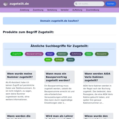 Screenshot zugeteilt.de