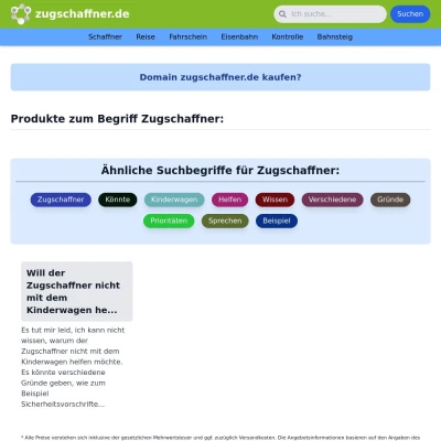 Screenshot zugschaffner.de