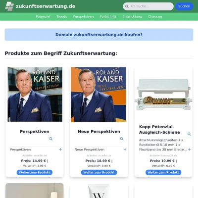 Screenshot zukunftserwartung.de