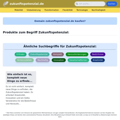 Screenshot zukunftspotenzial.de