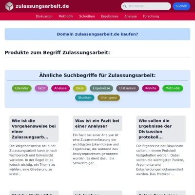 Screenshot zulassungsarbeit.de