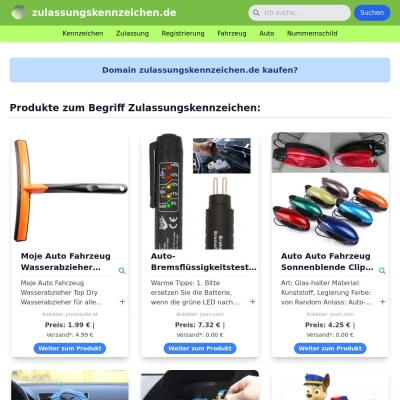 Screenshot zulassungskennzeichen.de