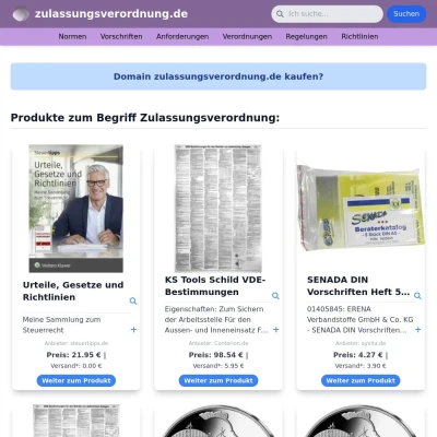 Screenshot zulassungsverordnung.de