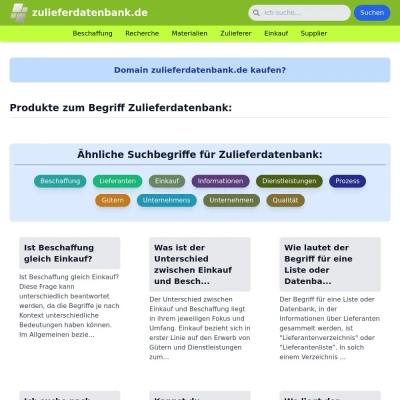 Screenshot zulieferdatenbank.de