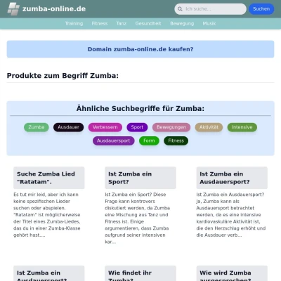 Screenshot zumba-online.de