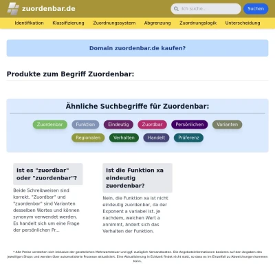 Screenshot zuordenbar.de