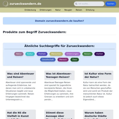 Screenshot zurueckwandern.de