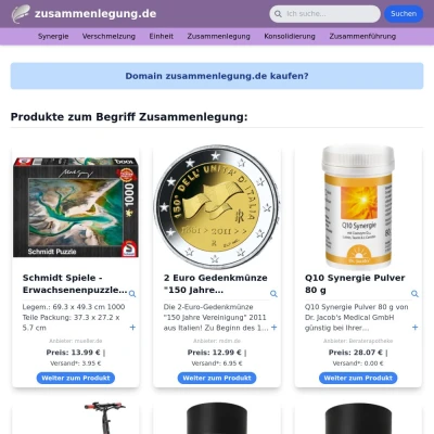 Screenshot zusammenlegung.de