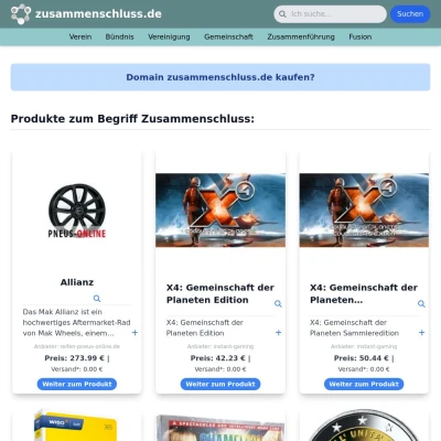 Screenshot zusammenschluss.de