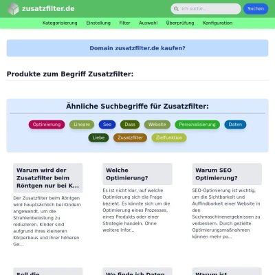 Screenshot zusatzfilter.de