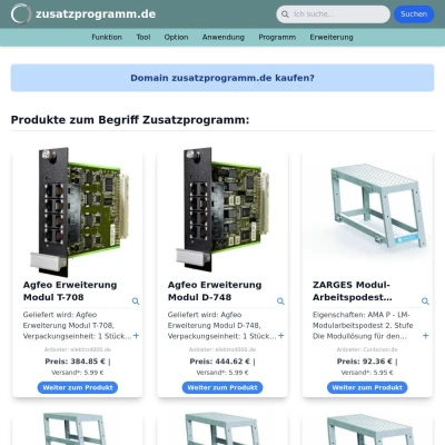Screenshot zusatzprogramm.de