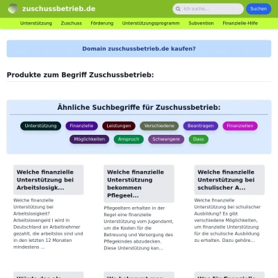 Screenshot zuschussbetrieb.de