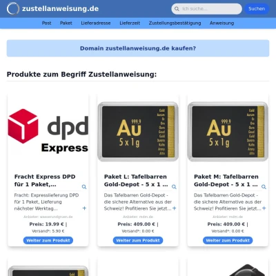 Screenshot zustellanweisung.de