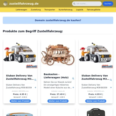 Screenshot zustellfahrzeug.de