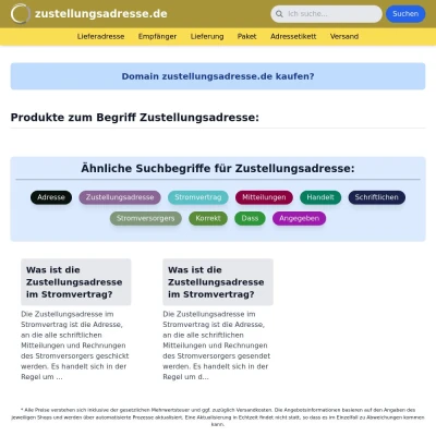 Screenshot zustellungsadresse.de