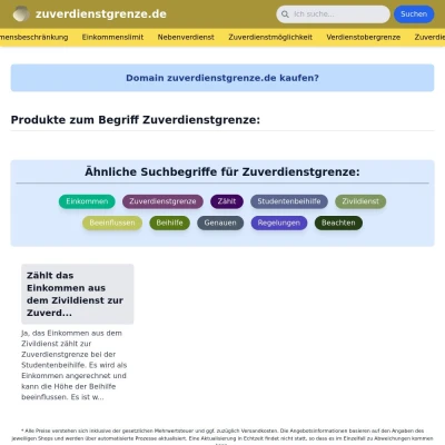 Screenshot zuverdienstgrenze.de