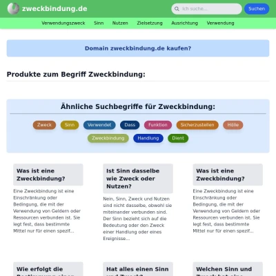 Screenshot zweckbindung.de